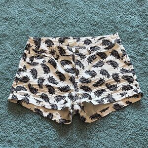 H&M Black Leaf Print High Waist Shorts